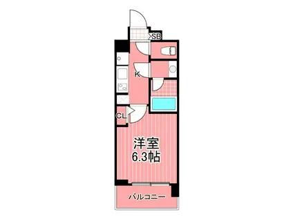 プロスタイルウェルス横浜天王町ショウケンレジデンス(1K/7階)の間取り写真