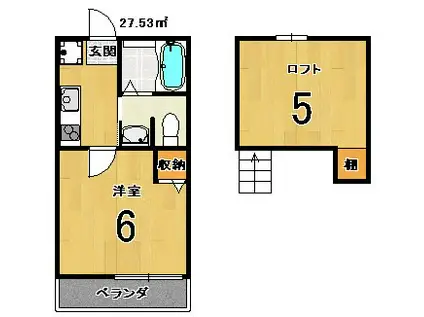 ロフティ西ノ京II(1K/1階)の間取り写真