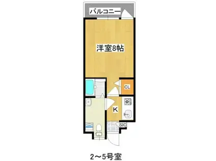 大産スカイマンション平尾(1K/13階)の間取り写真