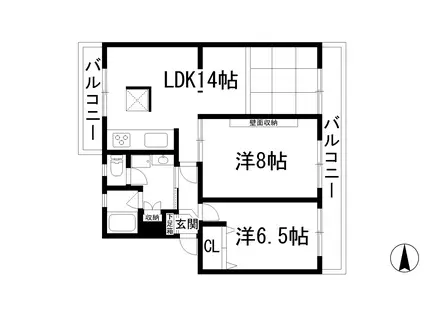 アビタシオン仁川(2LDK/2階)の間取り写真