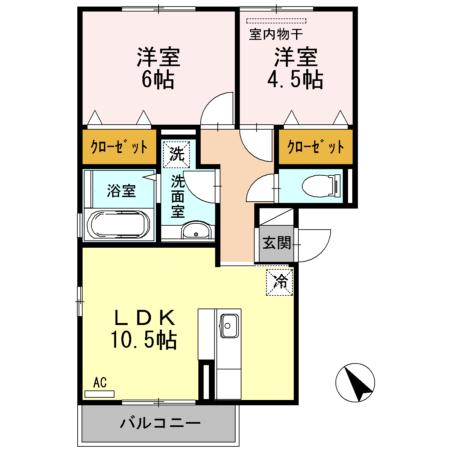 ＪＲ山陽本線 東福山駅 徒歩12分 3階建 築12年(2LDK/3階)の間取り写真