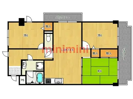 セントポリス(3LDK/3階)の間取り写真