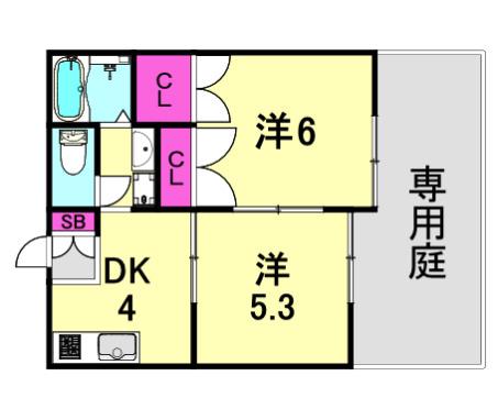 レオパレス NAKAJIMA(2DK/1階)の間取り写真