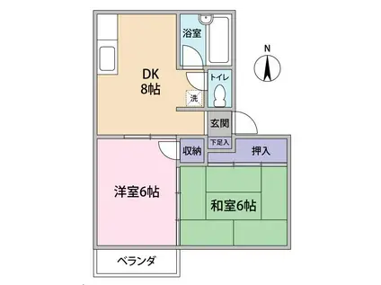 エリタージュ(2DK/2階)の間取り写真