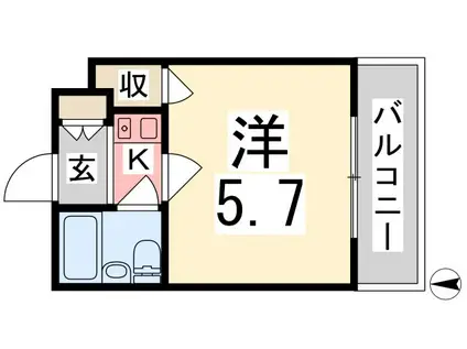 ホーユウコンフォルト宝殿(1K/1階)の間取り写真