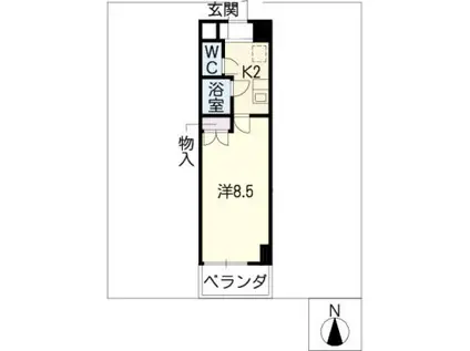 キャッスル一社(1K/5階)の間取り写真