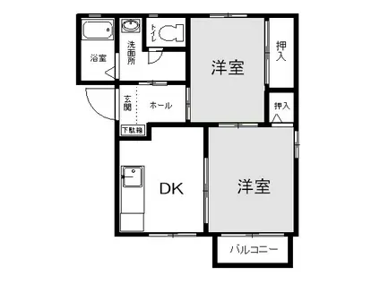 フローラ(2DK/2階)の間取り写真