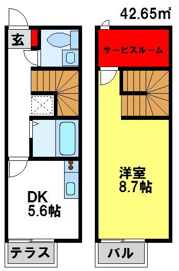 スプリングガーデン(1SDK/1階)の間取り写真
