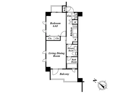 KDXレジデンス品川シーサイド(1DK/2階)の間取り写真