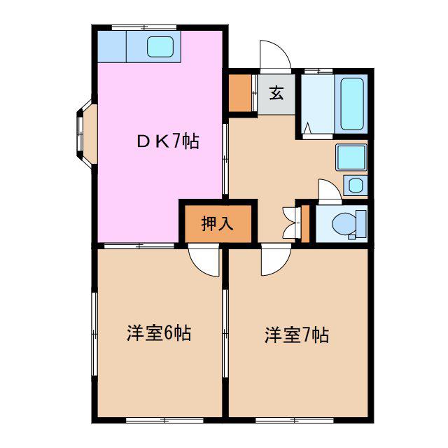 ソフィア柏田(2DK/2階)の間取り写真