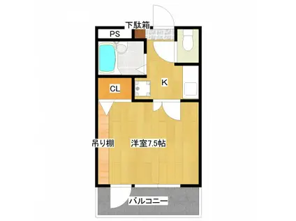 ピアコートウツギ(1K/2階)の間取り写真