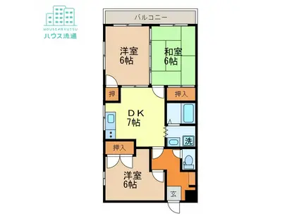 千歳が丘コーポラス(3DK/3階)の間取り写真