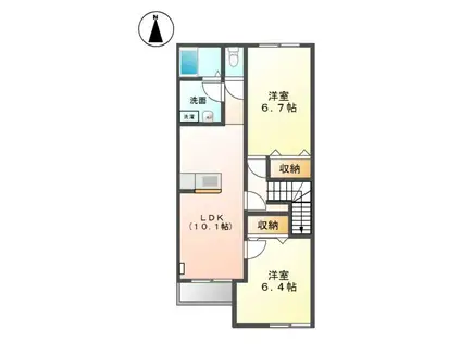 LE MIRAGE(2LDK/2階)の間取り写真