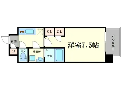 エスレジデンス福島グランデ(1K/4階)の間取り写真