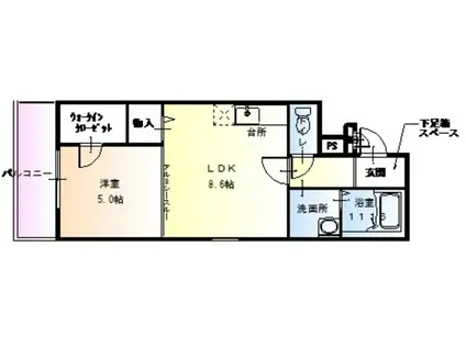 チェリーブロッサムI番館(1LDK/1階)の間取り写真