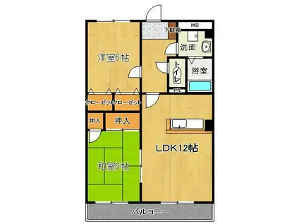 ドムールTSI(2LDK/3階)の間取り写真