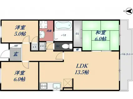 M TAKAI(3LDK/3階)の間取り写真