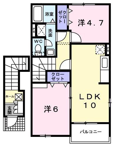 メゾンサニー(2LDK/2階)の間取り写真