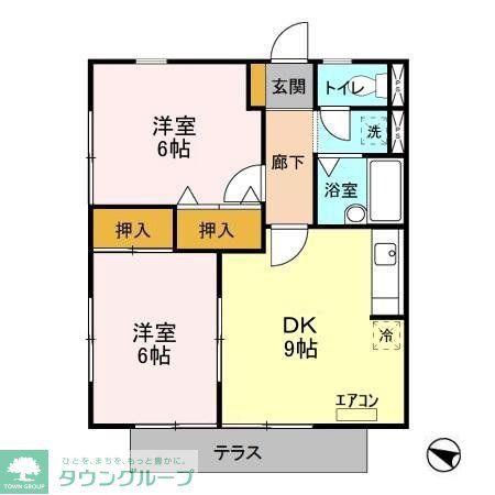 ハイム寿々(2DK/1階)の間取り写真