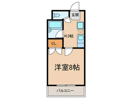 ハピネスII(1K/2階)の間取り写真