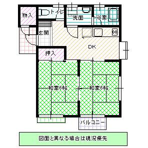 ハミングバード(2DK/2階)の間取り写真