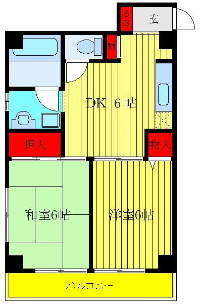 第1コーポムラハシ(2DK/2階)の間取り写真