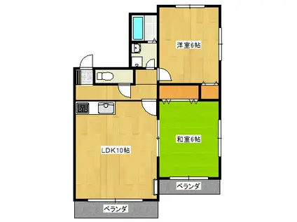 レジデンスゼウスA(2LDK/2階)の間取り写真