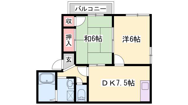 リヴァティ辻井(2DK/2階)の間取り写真