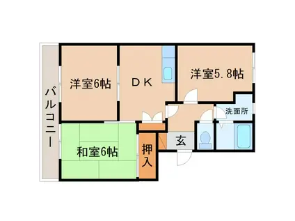 グレイス藤(3DK/2階)の間取り写真