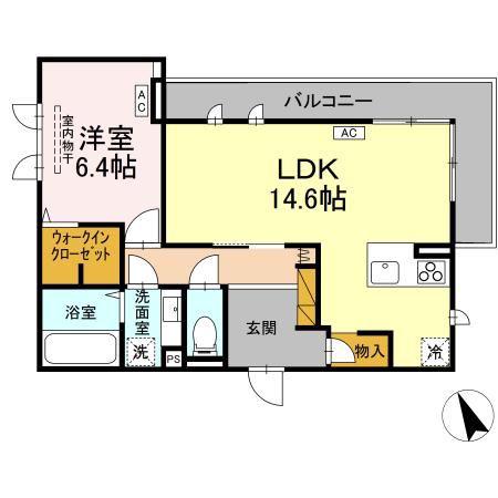 DS LIEN  E(1LDK/3階)の間取り写真