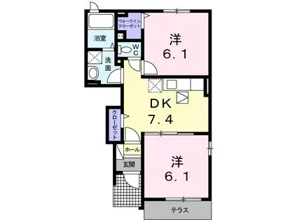 リバーサイド・コセII(2DK/1階)の間取り写真