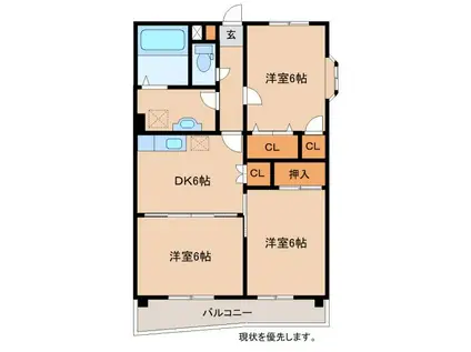 サラーム恵比寿(3DK/2階)の間取り写真