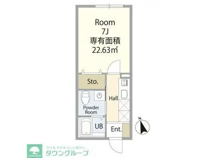 クレスト東村山(1K/1階)の間取り写真