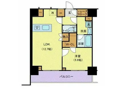 ジェノヴィア新宿中落合スカイガーデン(1LDK/1階)の間取り写真