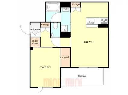SHAMAISON GARDENS 御影(1LDK/1階)の間取り写真