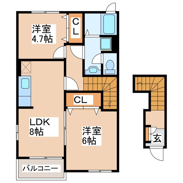 コート・サンモール(2LDK/2階)の間取り写真