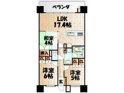 リビオ桃園パークフォレスト(3LDK/10階)の間取り写真