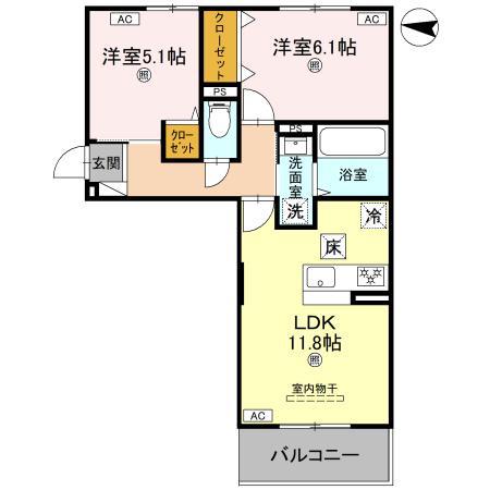 カーサ王寺(2LDK/3階)の間取り写真