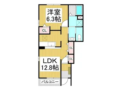 ポムシャンA(1LDK/1階)の間取り写真