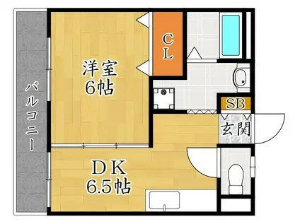 スカイコーポ都丘(1DK/4階)の間取り写真