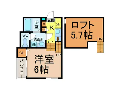 グランディール大宝(1K/2階)の間取り写真