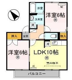 アドミレー樹太 C棟(2LDK/2階)の間取り写真