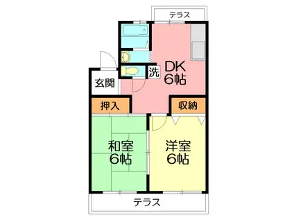 サンライト(2DK/1階)の間取り写真