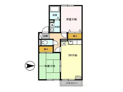 コンジェ(2DK/1階)の間取り写真