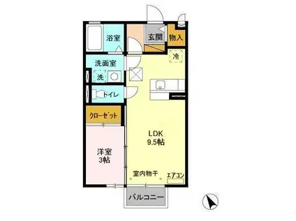 グランシャリオA(1LDK/1階)の間取り写真