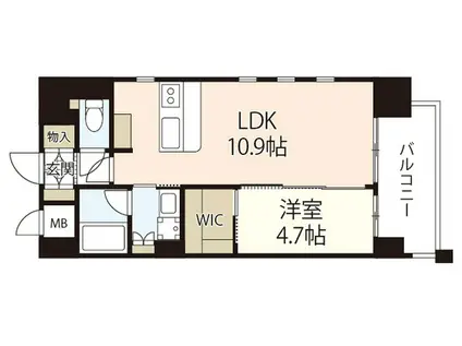 トラストコート中筋(1LDK/7階)の間取り写真