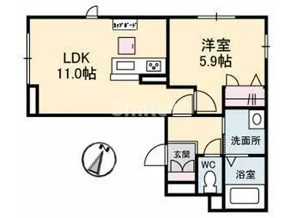 そよかぜK&K(1LDK/1階)の間取り写真