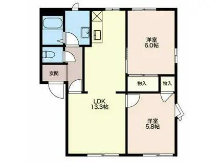 オレンジパーク野田 B棟(2LDK/2階)の間取り写真