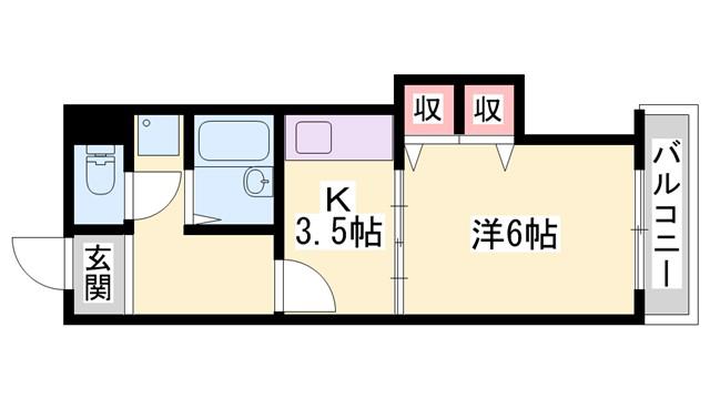 MISTRAL岡田(1K/1階)の間取り写真