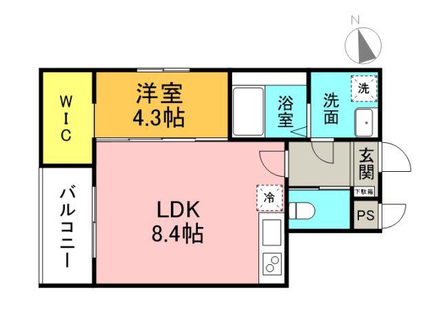MOVE長束(1LDK/1階)の間取り写真